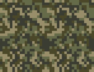 Military pixel camouflage pattern, army texutra, seamless modern print.