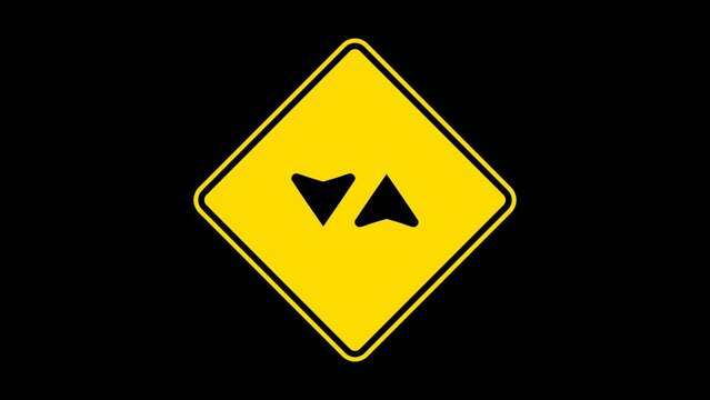 Two Way Street Sign Animation, Yellow Road Symbol