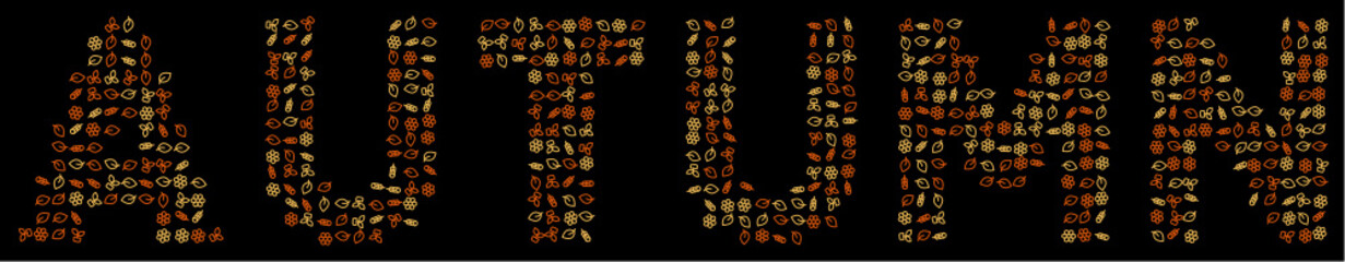 Autumn text made of icons