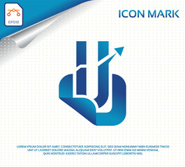Creative letter u modern digital travel logo © databasemajed