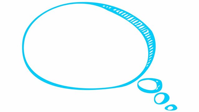 Animated blue speech cloud symbol in sketch style. Doodle with copy space. Looped video. Hand drawn vector illustrations isolated on white background.