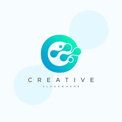 Obraz premium Initial Letter O Logo. Blue Gradient Linear Rounded Style with Connected Liquid Dots . Usable for Business Science and Technology Logos. Flat Vector Logo Design Template Element.