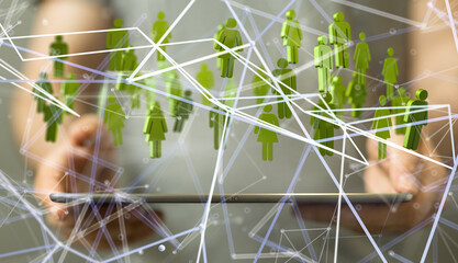 communication network  digital workforce 3d