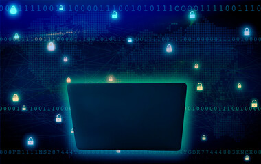 Cyber crime, conceptual image from a modern laptop - stock photo