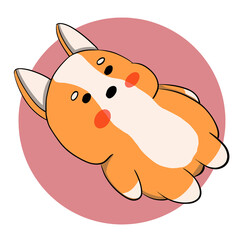 The puck lies on his back and thinks in the background a pink circle