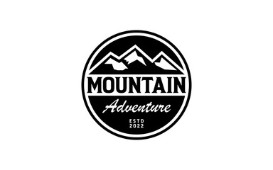 Mountain adventure illustration, outdoor adventure . Vector graphic