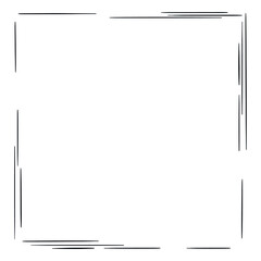 Line drawing of a square frame with a wood effect. Black lines in sketch style. Isolated vector illustration.