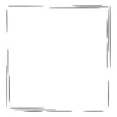 Line drawing of a square frame with a wood effect. Black lines in sketch style. Isolated vector illustration.