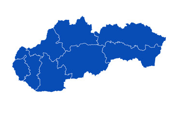 Slovakia Map blue Color on White Backgound