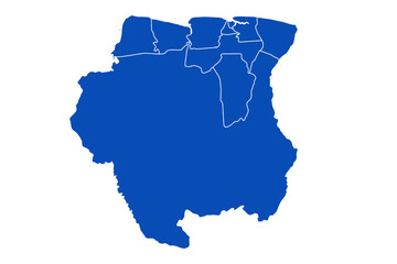 Suriname Map blue Color on White Backgound