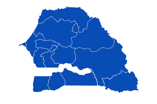  Senegal Map blue Color on White Backgound