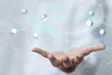 Business connection and social network 3d