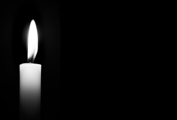 The concept of mourn,Candle dark on black background,RIP