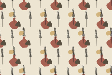 Abstract Jar Boho Seamless Pattern Background Vector