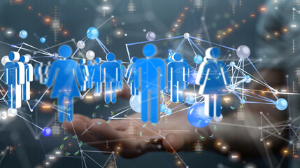 abstract lines with dots over dark background.