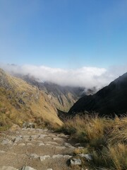 The mountains and valleys of the hike to the Inca Trail in Peru