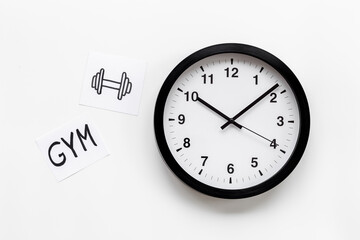 Wall clock and GYM sport signs and icons. Activities time.