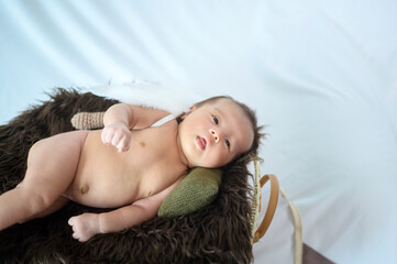 Naklejka premium Portrait of Cute new born baby.