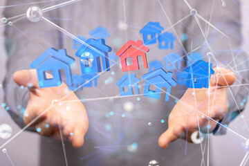 House, Residential Structure, Human Hand. concept.