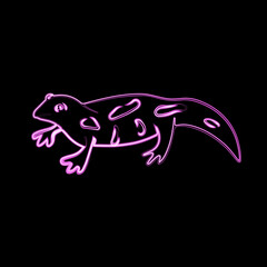 Vector illustration of salamander with neon effect.