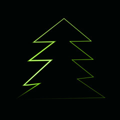 Vector illustration of Christmas tree with neon effect.