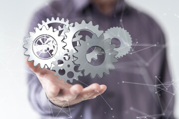 gear Futuristic in Industry 4.0 and business virtual diagram