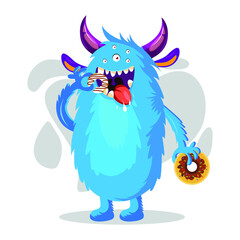 character animal monster vector cartoon good for icon, emoticon, best for logo,  