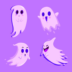 ghost icons funny cartoon characters sketch. vector good for logo, icon, emoticon, blog, web, youtube