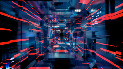 3d illustration of abstract technological tunnel design.
