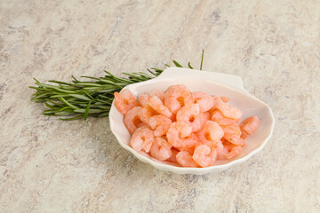 Tasty peeled prawn in the bowl