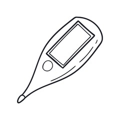 Hand drawn thermometer icon. Vector illustration, doodle style.