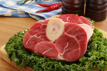 Raw ossobuco beef meat for cooking