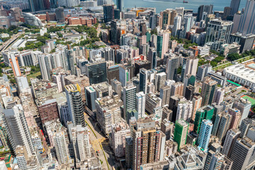 Kowloon, Hong Kong Top view of Hong Kong city
