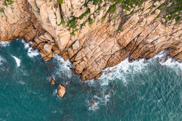 Top down view of the sea coastline