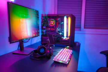 Professional computer pro gaming for video games cyber sport and esport with graphic ai technology...