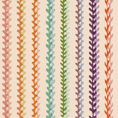 Vector stripes leaves seamless pattern background. Perfect for fabric, scrapbooking, wallpaper projects.