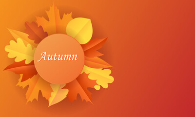Autumn background layout decorated with leaves