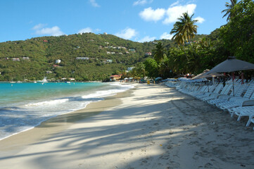 Beach chairs for visitors of Cane Garden Bay Tortola British Virgin Islands