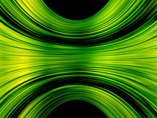 Abstract background with infinite light trails of green color.
