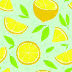 Hand-drew seamless pattern with lemons
