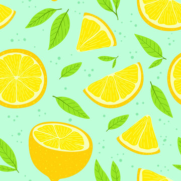 Seamless pattern with lemons