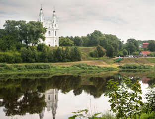 Fototapeta na wymiar Orthodox Sophia Cathedral in the city of Polotsk, the oldest temple in Belarus