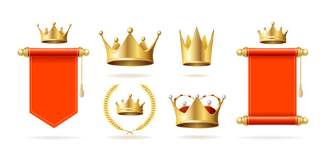 Realistic Detailed 3d Different Royal Signs Set. Vector