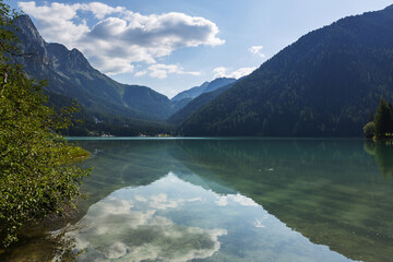 Lake antholz, a beautiful lake in South Tyrol