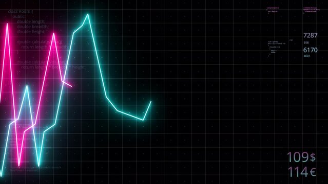 Stock markets down and up dynamic chart. Motion. Concept of financial stagnation, recession, crisis, business crash and economic collapse.