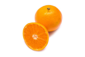 tangerines lie on a white background
