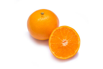 tangerines lie on a white background