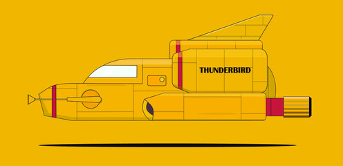 Fighter Jet Vector illustration on yellow background. Thunderbird aircraft  - obrazy, fototapety, plakaty
