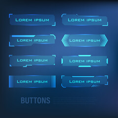 Fototapeta Techno-futuristic, style, sci-fi blue button set, hi-tech information set badge obraz