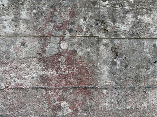 Rough old concrete grey raw wall texture with natural surface grunge patterns and coloured moss 